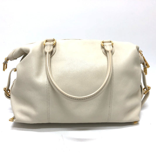 LOUIS VUITTON Boston Duffel bag leather white Sac Louis Women Used Authentic