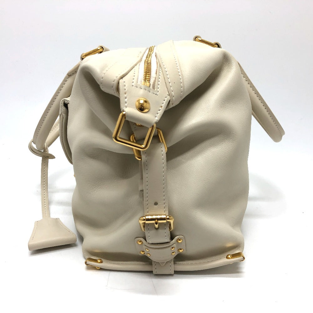 LOUIS VUITTON Boston Duffel bag leather white Sac Louis Women Used Authentic