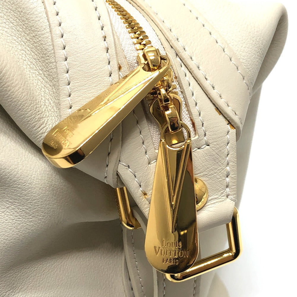 LOUIS VUITTON Boston Duffel bag leather white Sac Louis Women Used Authentic