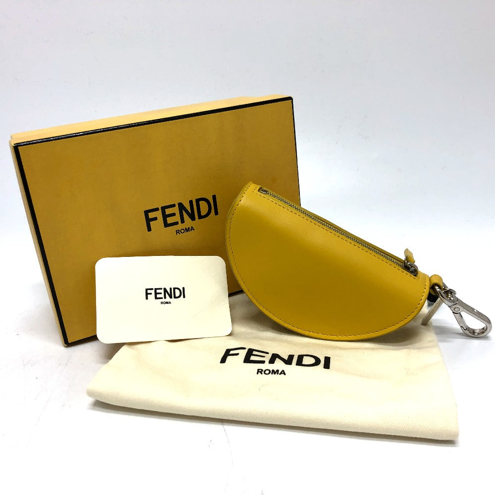FENDI Bag charm 7AR706 leather yellow taco motif Coin case