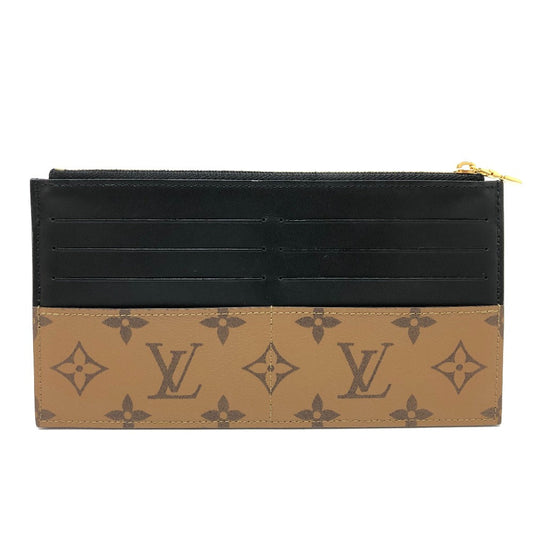 LOUIS VUITTON Pouch M80390 Monogram reverse canvas Brown Card Wallet Monogram reverse Slim perspective Women Used Authentic