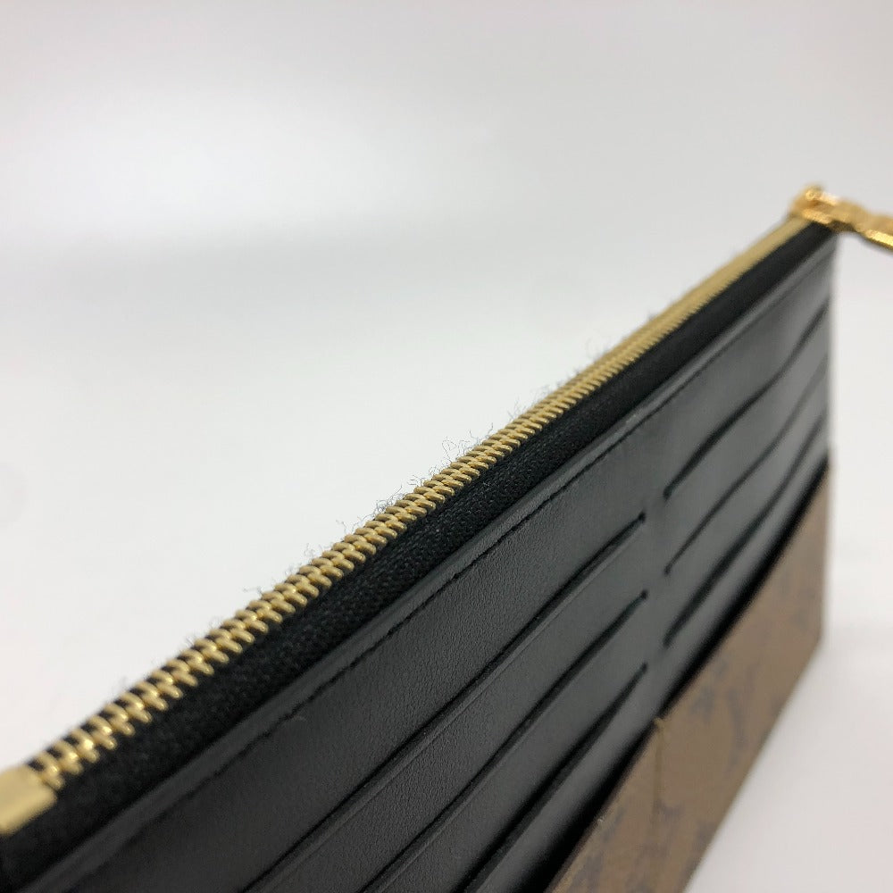 LOUIS VUITTON Pouch M80390 Monogram reverse canvas Brown Card Wallet Monogram reverse Slim perspective Women Used Authentic