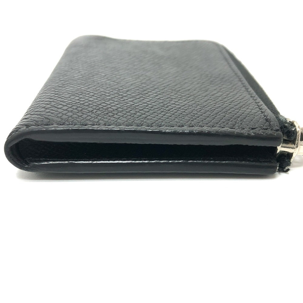 LOUIS VUITTON Coin case M63375 Taiga Leather black Taiga Portonet Jules mens Used Authentic