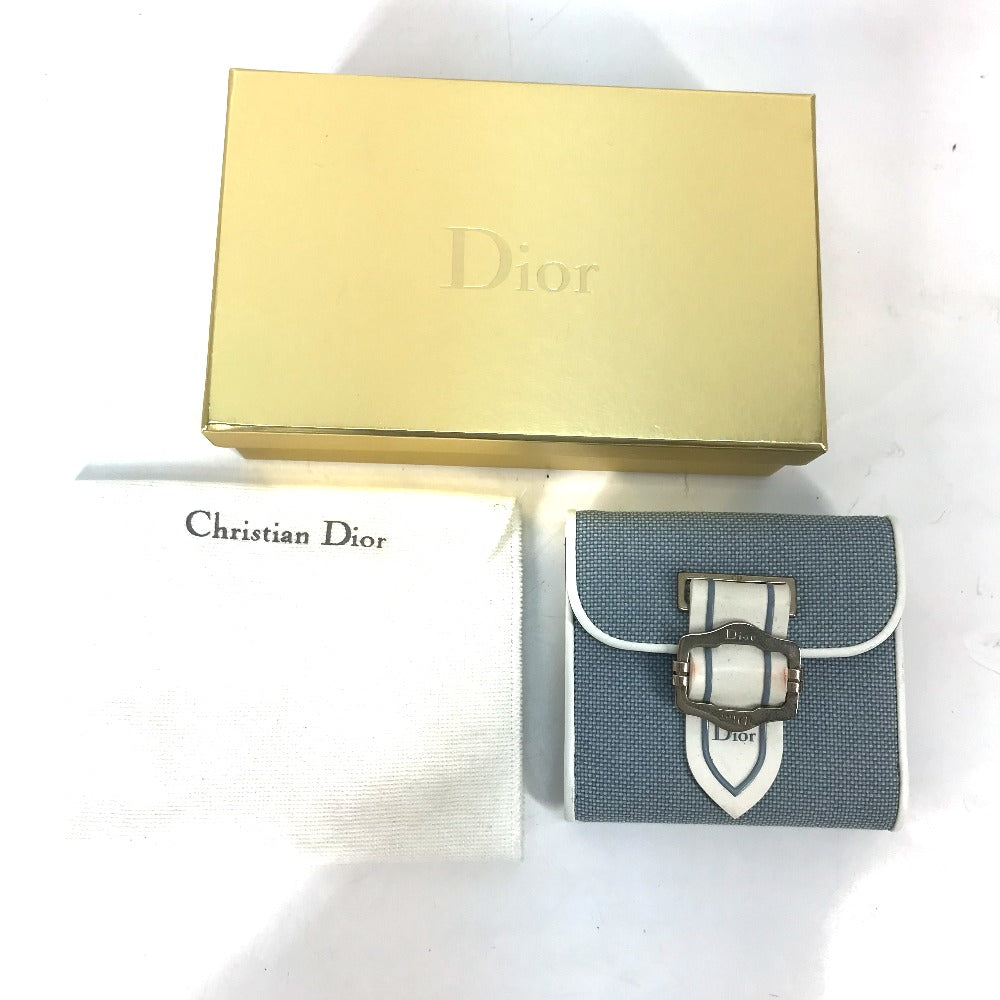 Dior Folded wallet Canvas / leather blue Bicolor logo W Hook Wallet