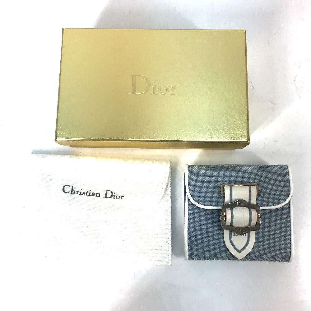 Dior Folded wallet Canvas / leather blue Bicolor logo W Hook Wallet