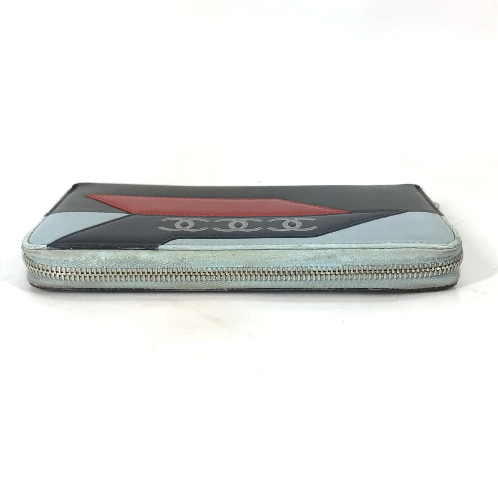 CHANEL Long Wallet Purse leather black airline triple coco Long wallet Women Used Authentic