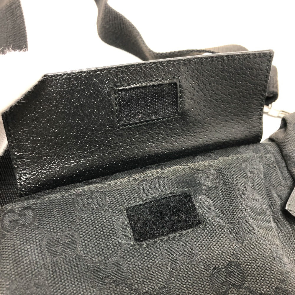 GUCCI Waist bag 28566 GG canvas / leather black GG Sling bag mens Used Authentic