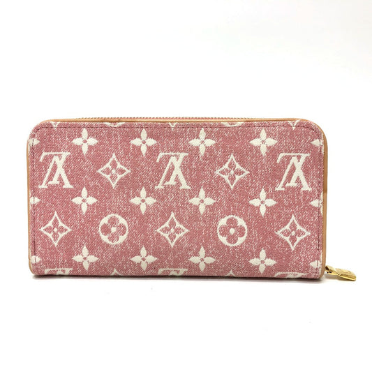 LOUIS VUITTON Long Wallet Purse M81182 Monogram denim pink Monogram denim Zippy wallet Women Used Authentic