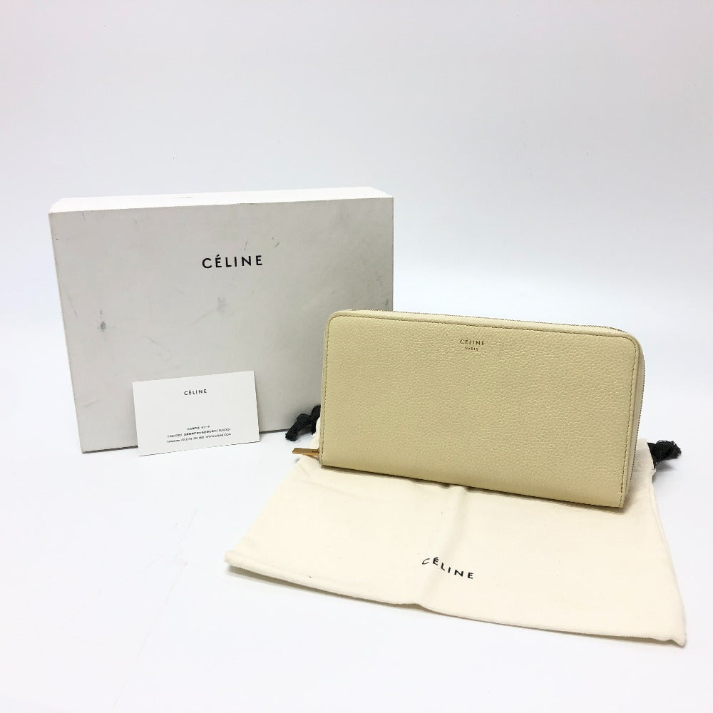 CELINE Long Wallet Purse leather Beige type Long wallet Women Used Authentic