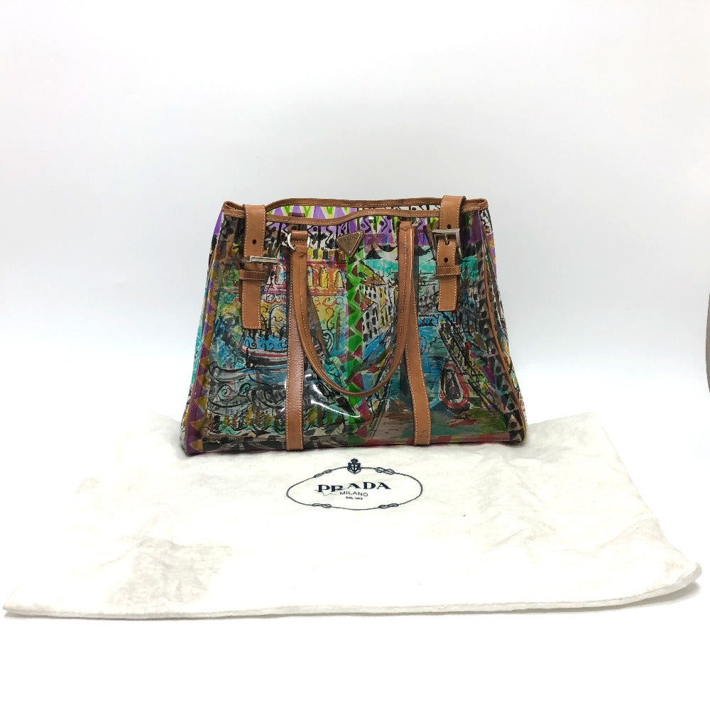 PRADA Tote Bag BR2515 Plastics/Leather multicolor Venetian print Women Used Authentic