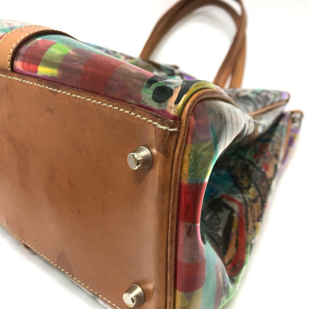 PRADA Tote Bag BR2515 Plastics/Leather multicolor Venetian print Women Used Authentic