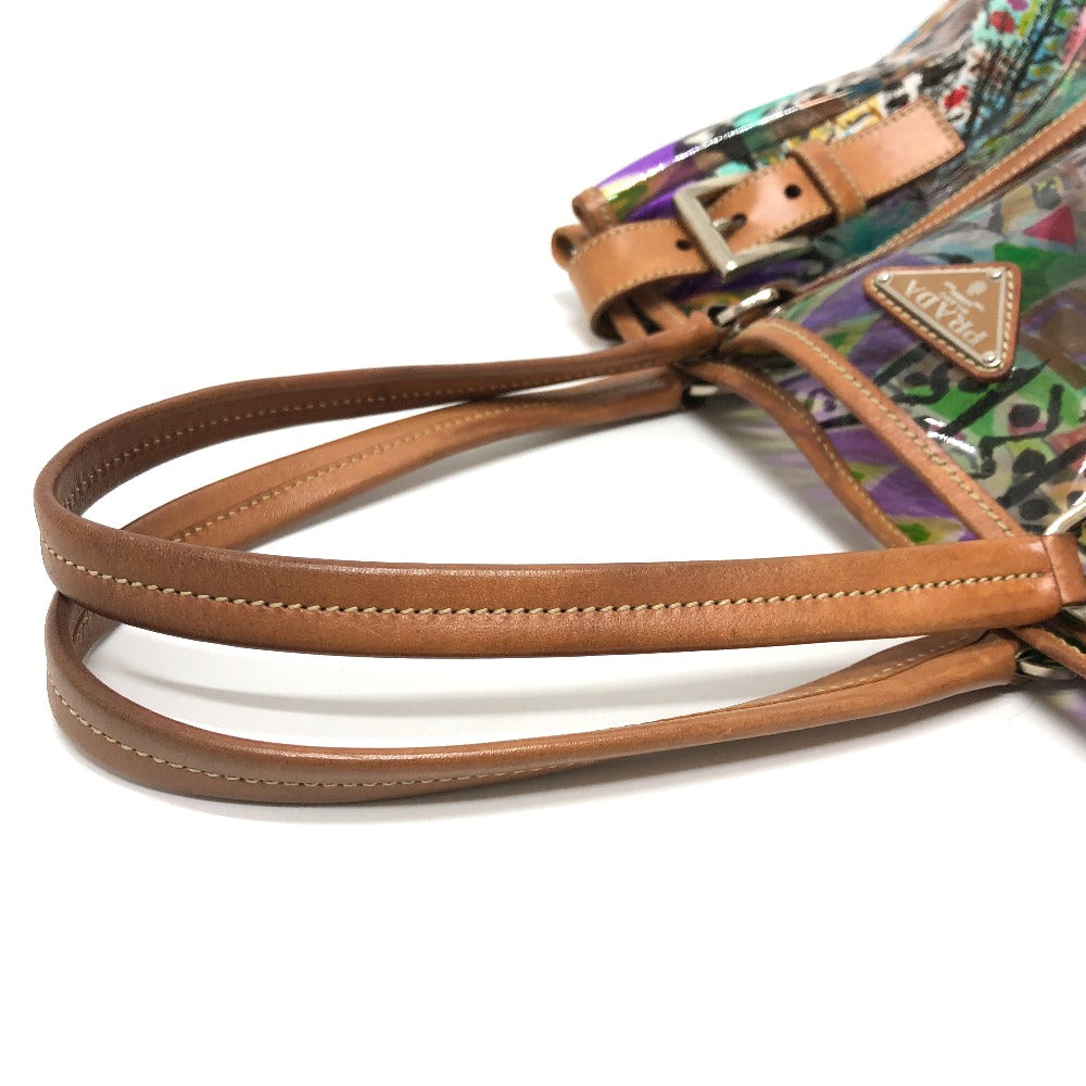 PRADA Tote Bag BR2515 Plastics/Leather multicolor Venetian print Women Used Authentic