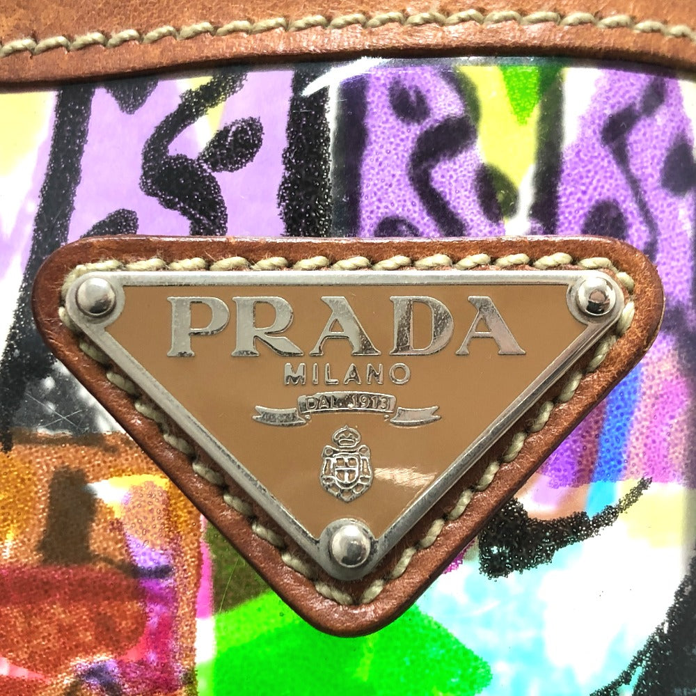 PRADA Tote Bag BR2515 Plastics/Leather multicolor Venetian print Women Used Authentic