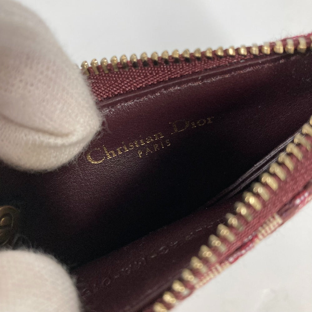 Dior Coin case Canvas / leather wine-red Oblique saddle Women Used Authentic