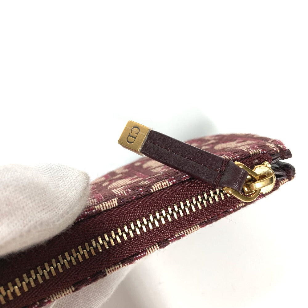 Dior Coin case Canvas / leather wine-red Oblique saddle Women Used Authentic