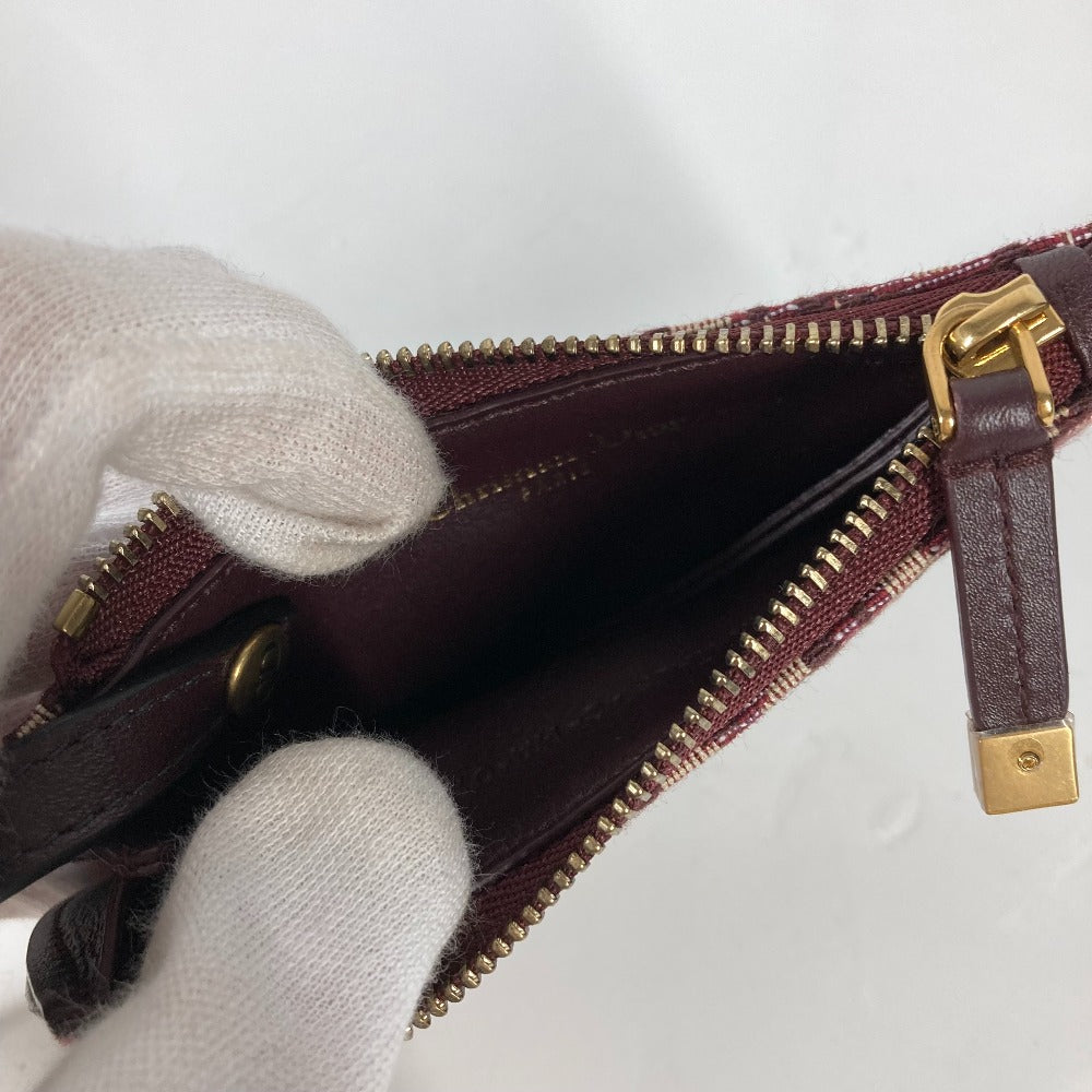 Dior Coin case Canvas / leather wine-red Oblique saddle Women Used Authentic