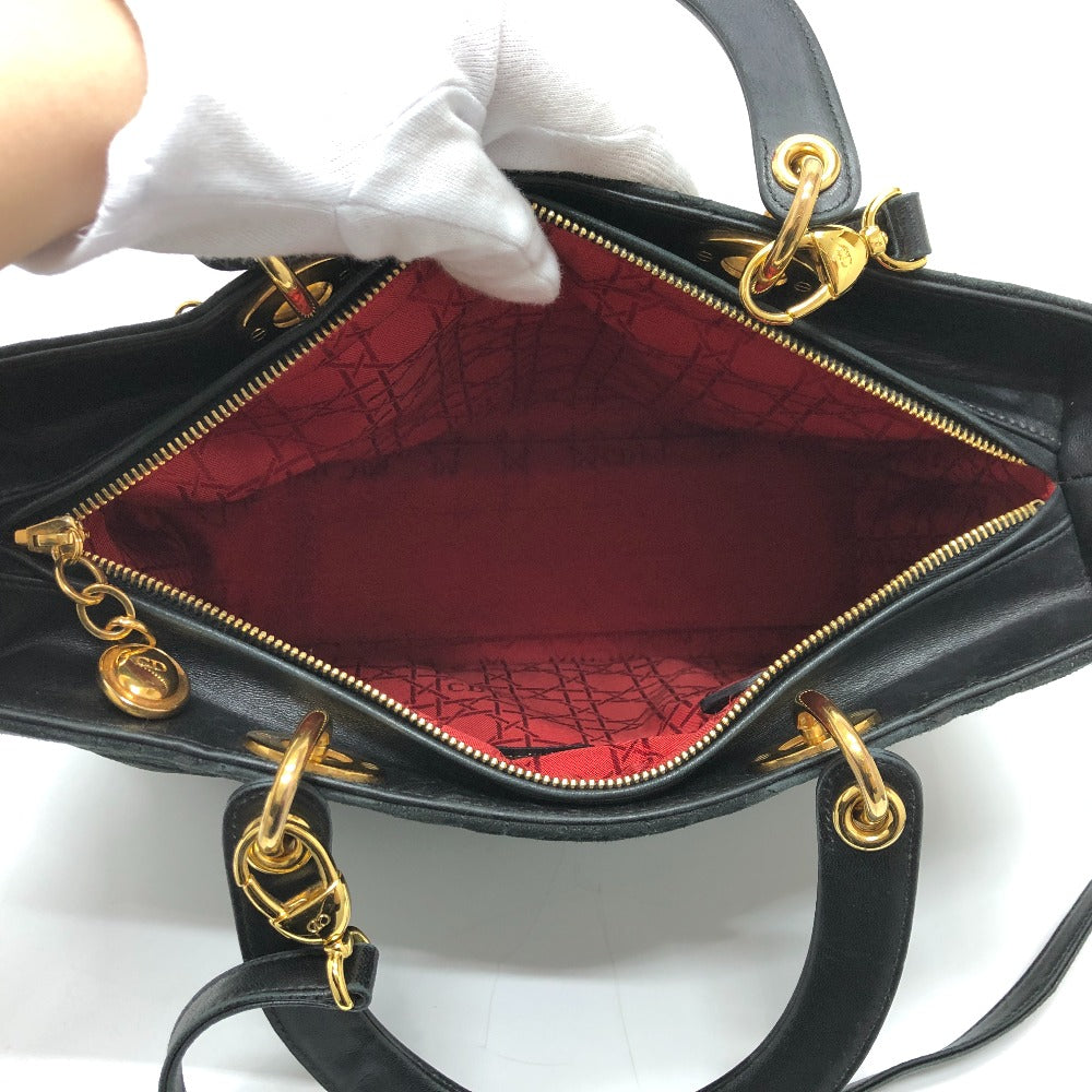 Dior Handbag Leather / suede black Lady Dior LADY DIOR Women Used Authentic