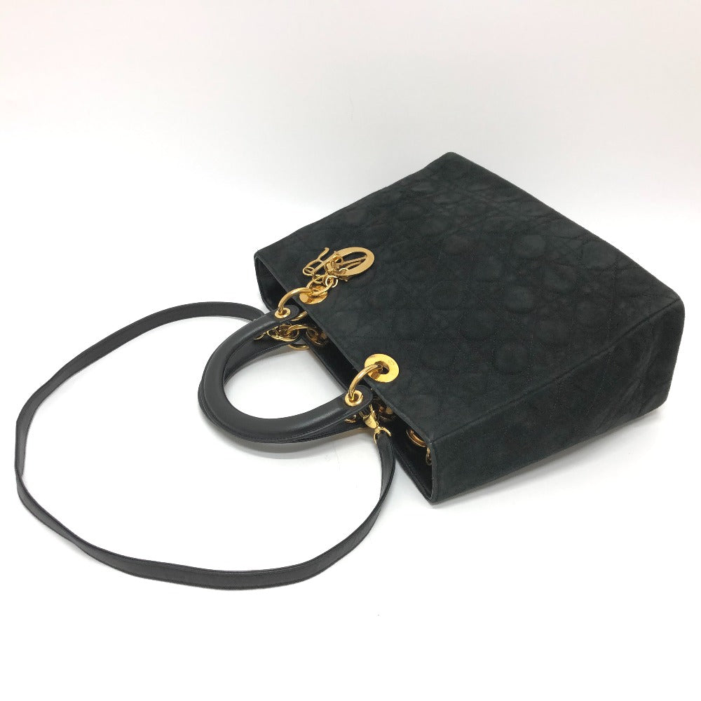 Dior Handbag Leather / suede black Lady Dior LADY DIOR Women Used Authentic