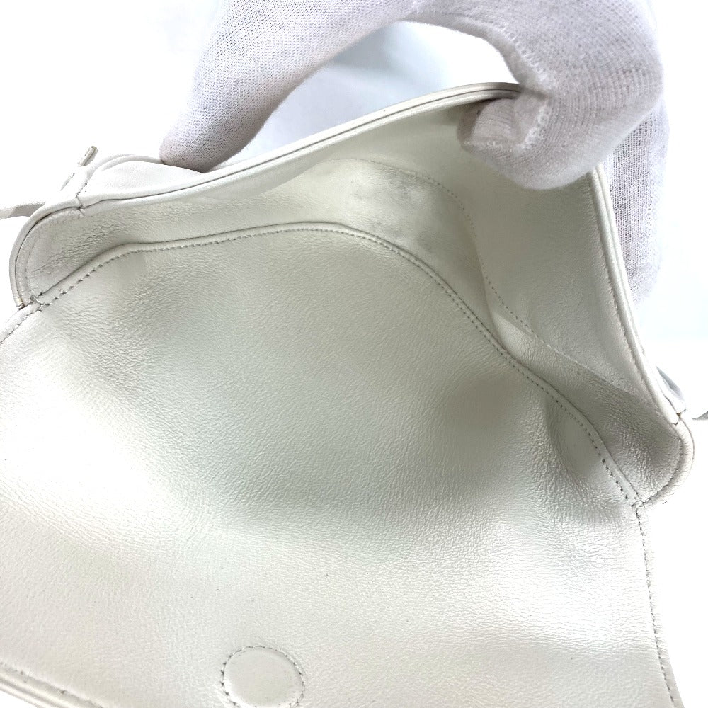 CELINE Shoulder Bag leather white Triangle logo triangle Women Used Authentic