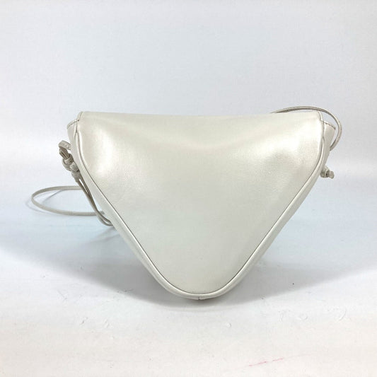 CELINE Shoulder Bag leather white Triangle logo triangle Women Used Authentic