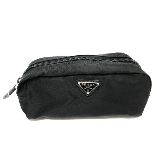 PRADA Pouch 1NA350 Nylon black Triangle logo Women Secondhand Authentic