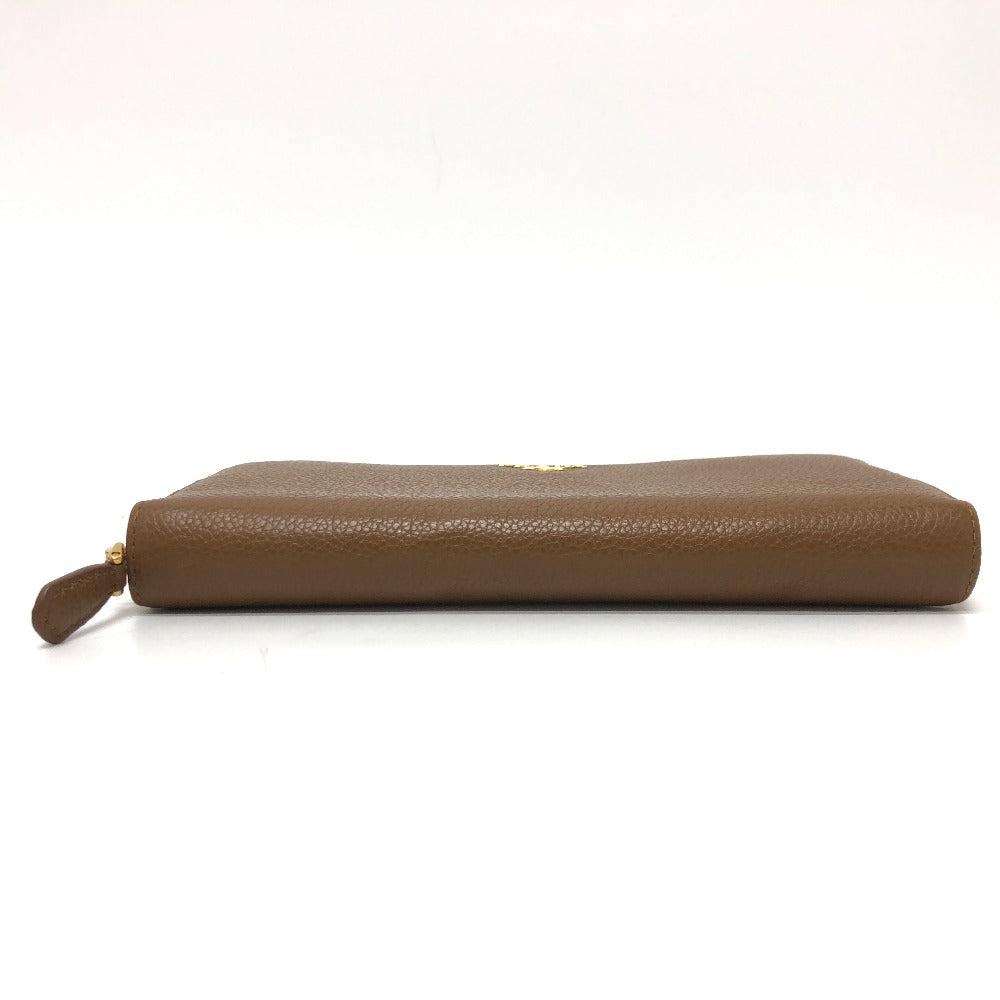 PRADA Long Wallet Purse 1M0506 leather Brown logo Women Used Authentic