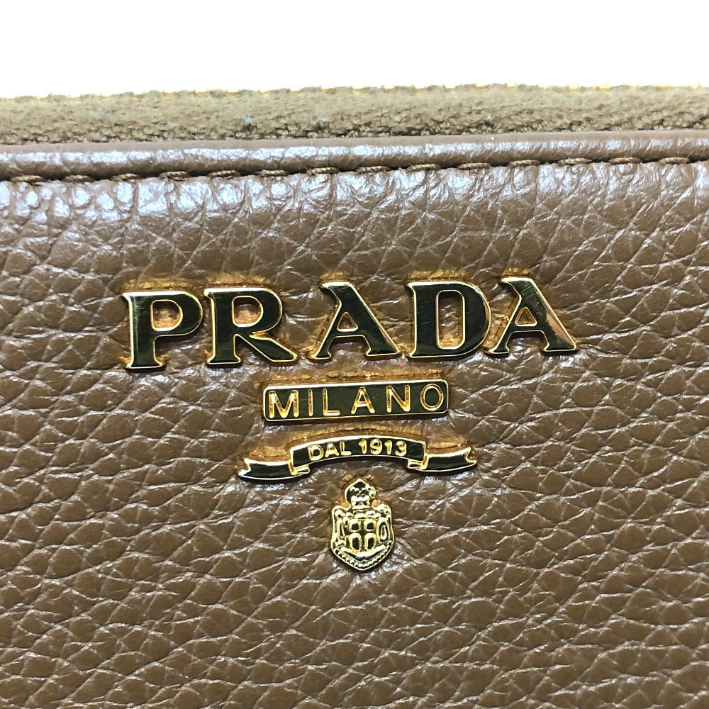 PRADA Long Wallet Purse 1M0506 leather Brown logo Women Used Authentic
