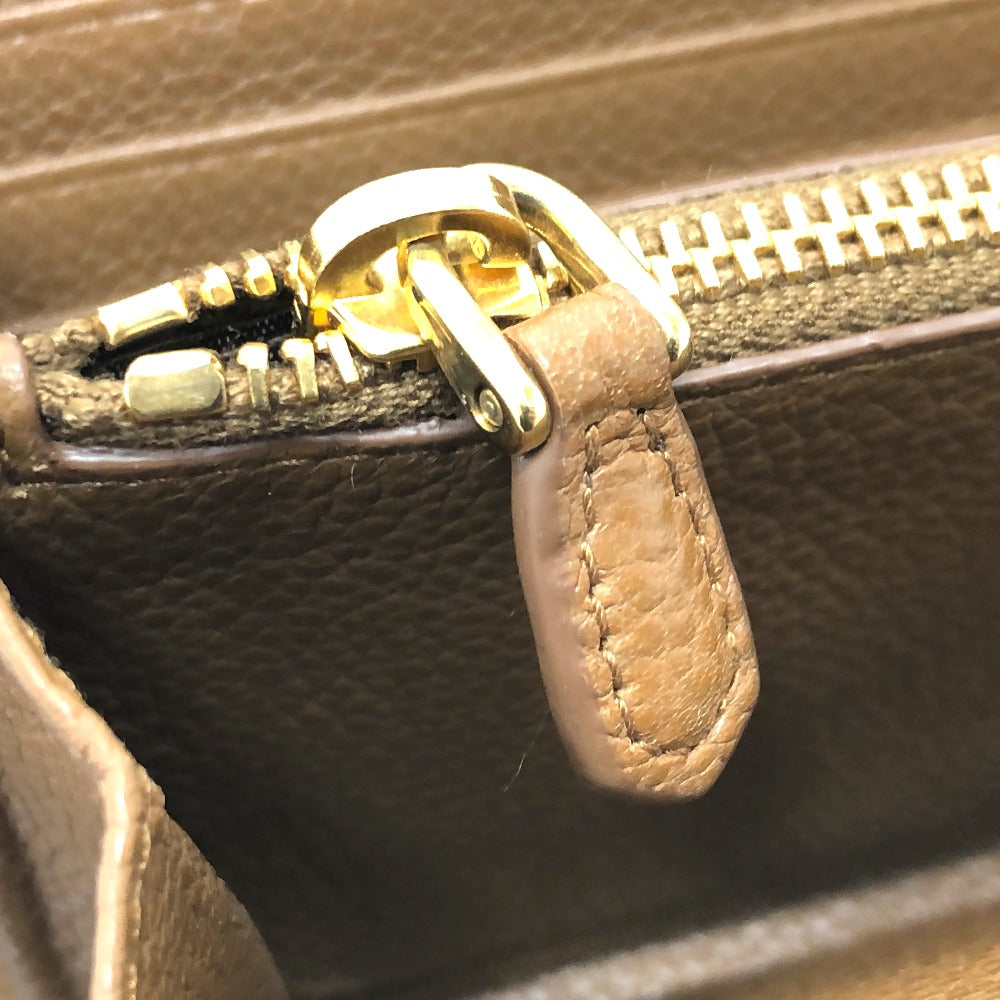 PRADA Long Wallet Purse 1M0506 leather Brown logo Women Used Authentic