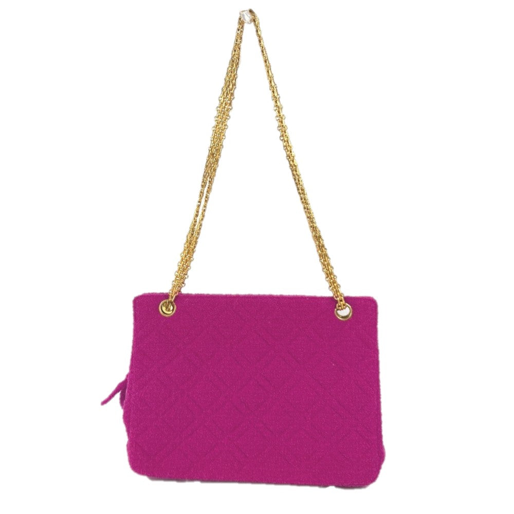 CHANEL Shoulder Bag cotton pink vintage quilting Women Used Authentic