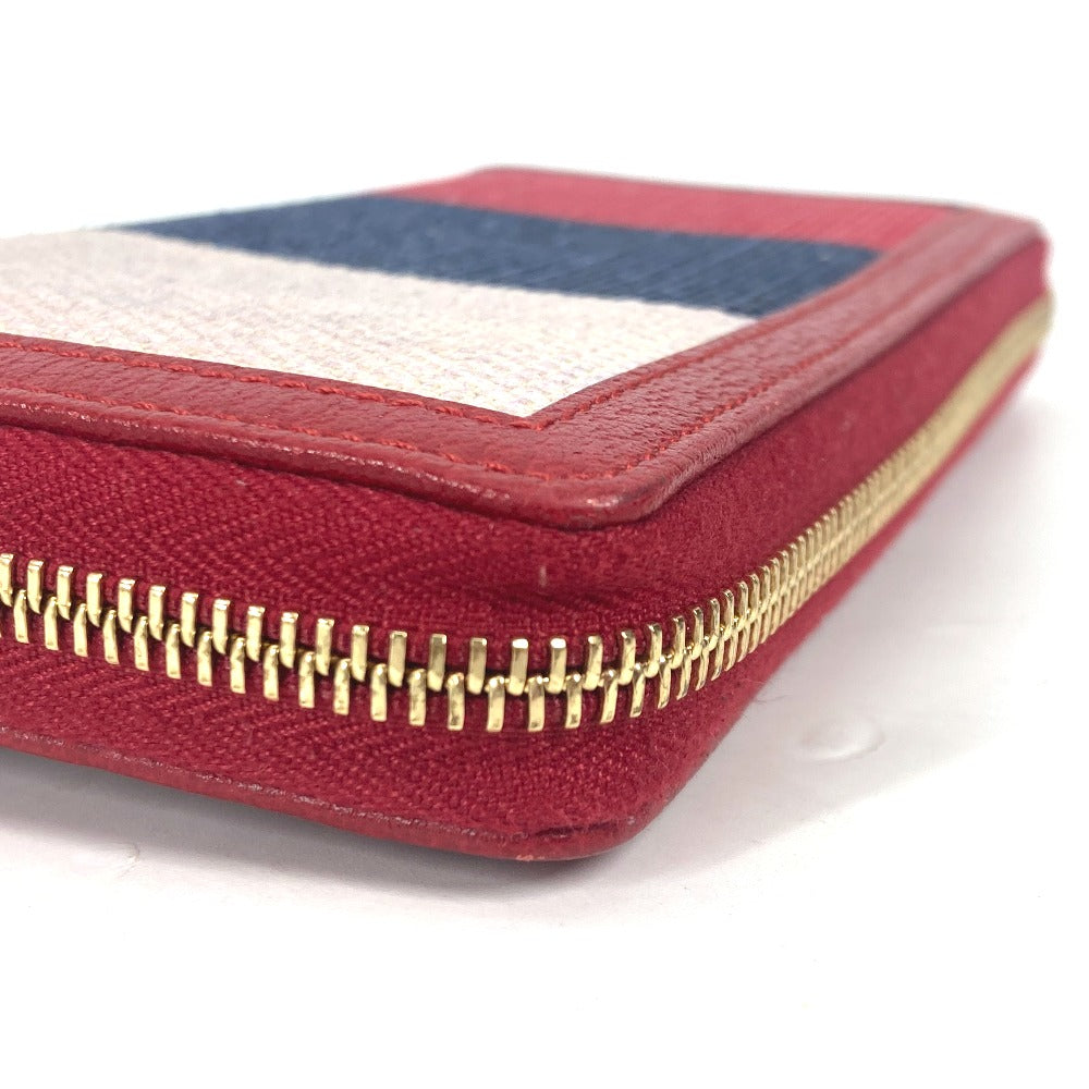 GUCCI Long Wallet Purse 524790 Canvas / leather Red Long wallet logo stripe Women Used Authentic