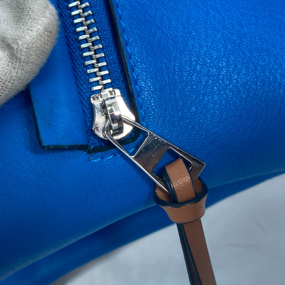 LOEWE Shoulder Bag leather blue bag bicolor Anton Women Used Authentic