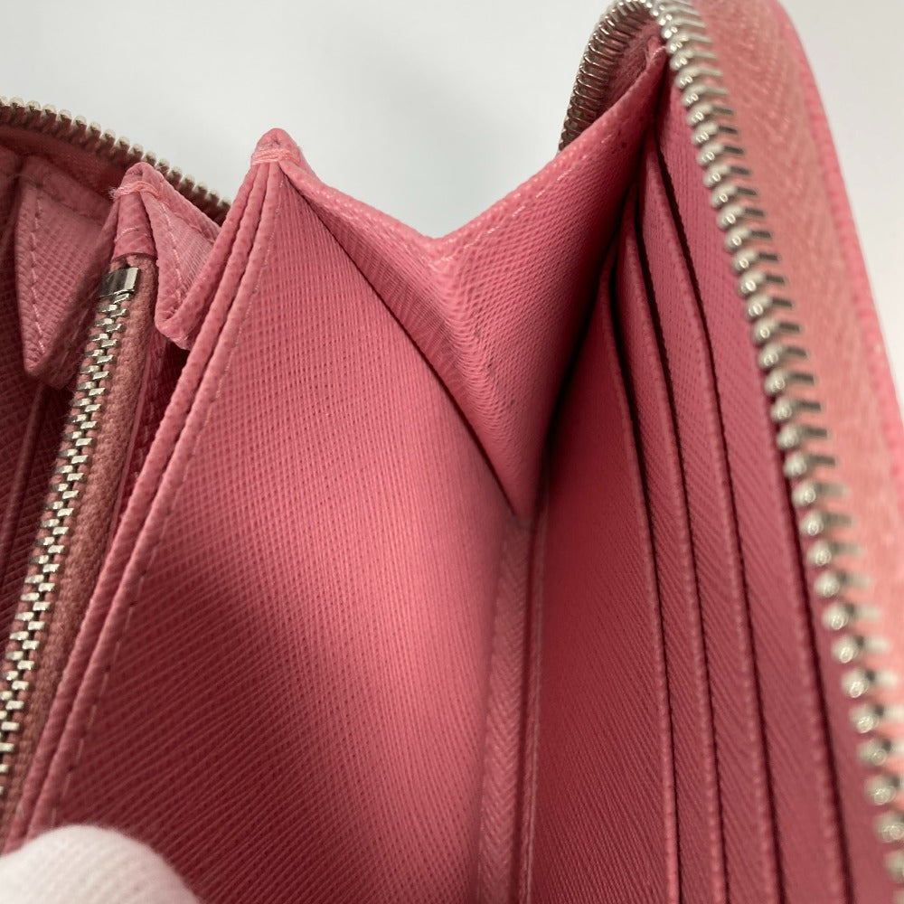 PRADA Long Wallet Purse saffiano leather pink Long wallet logo Women Used Authentic