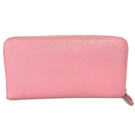 PRADA Long Wallet Purse saffiano leather pink Long wallet logo Women Used Authentic