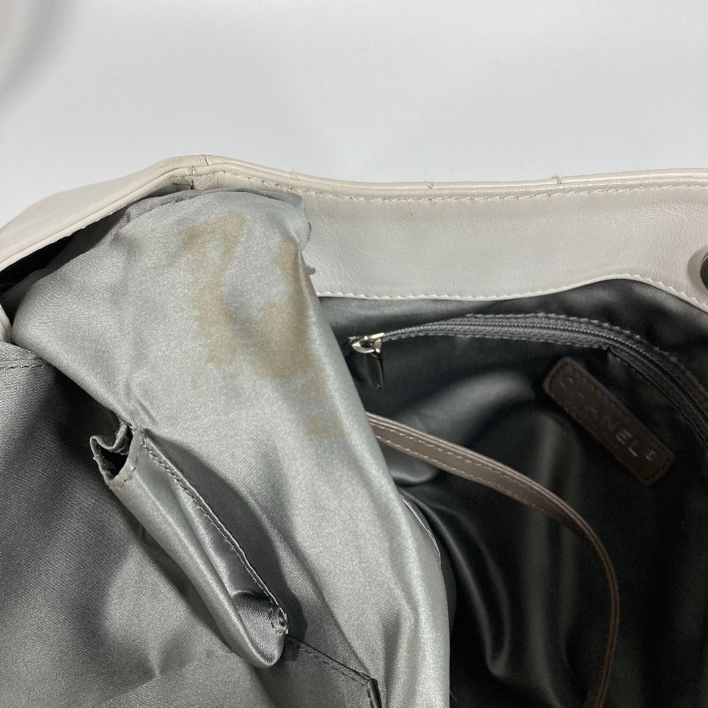 CHANEL Tote Bag leather white Shoulder Decacoco CC COCO Mark