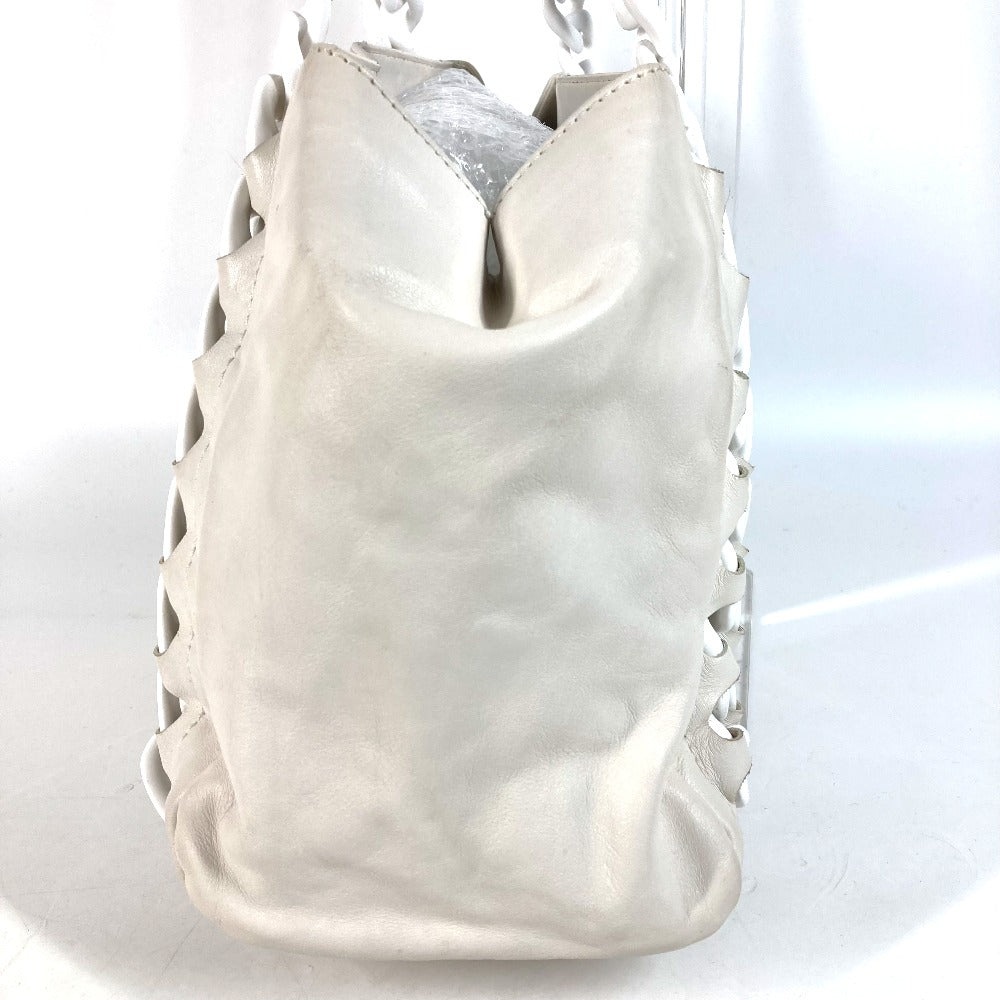 CHANEL Tote Bag leather white Shoulder Decacoco CC COCO Mark