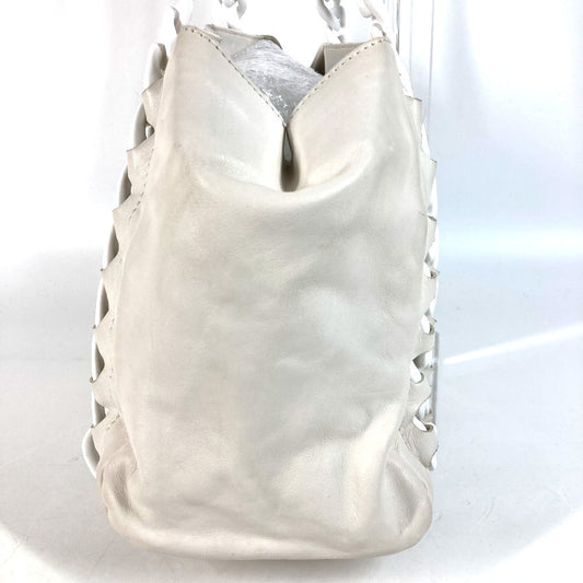 CHANEL Tote Bag leather white Shoulder Decacoco CC COCO Mark