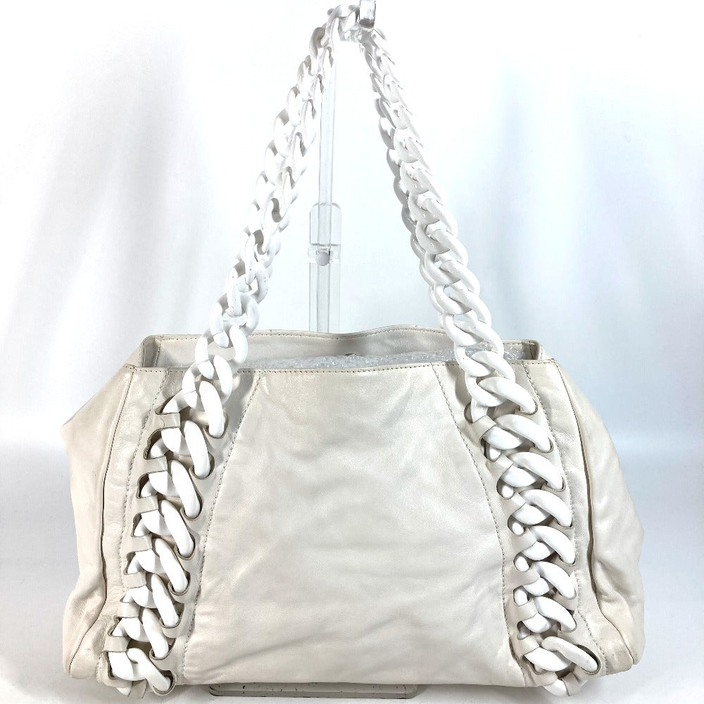 CHANEL Tote Bag leather white Shoulder Decacoco CC COCO Mark