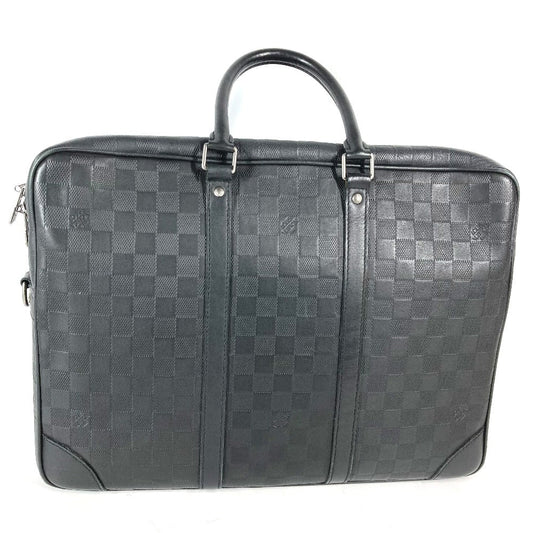 LOUIS VUITTON Handbag N41146 Damier Anfini Leather black Damier Anfini Porto Document Voyage