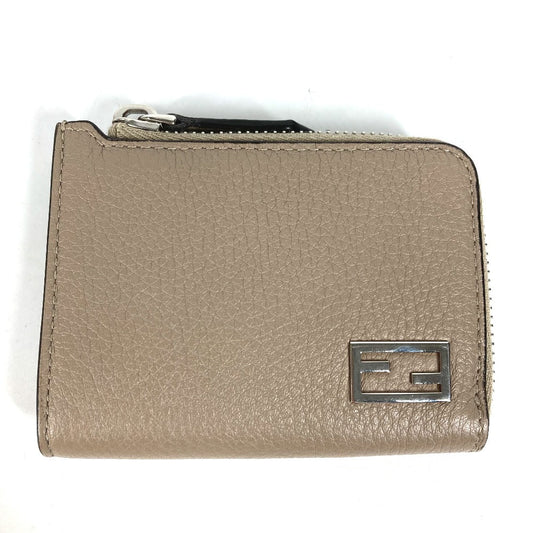 FENDI Coin case 7M0330 leather Beige type Fragment case Wallet logo