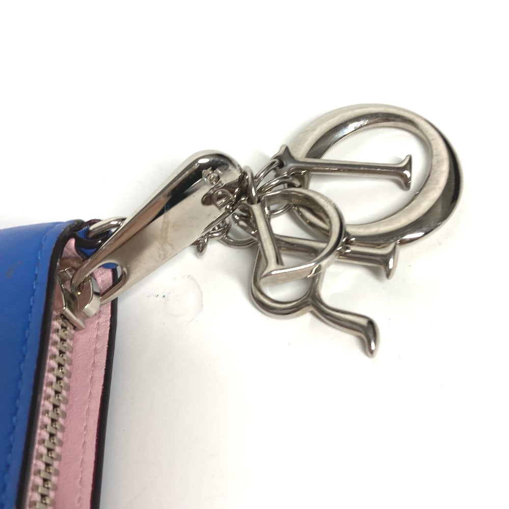 Dior Long Wallet Purse leather blue Long wallet Bijou rhinestone