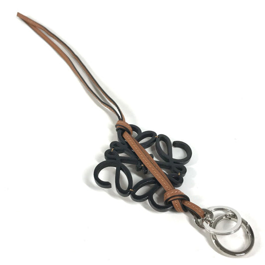 LOEWE charm C621232X83 leather black Bag Charm Key Holder anagram Women Used Authentic