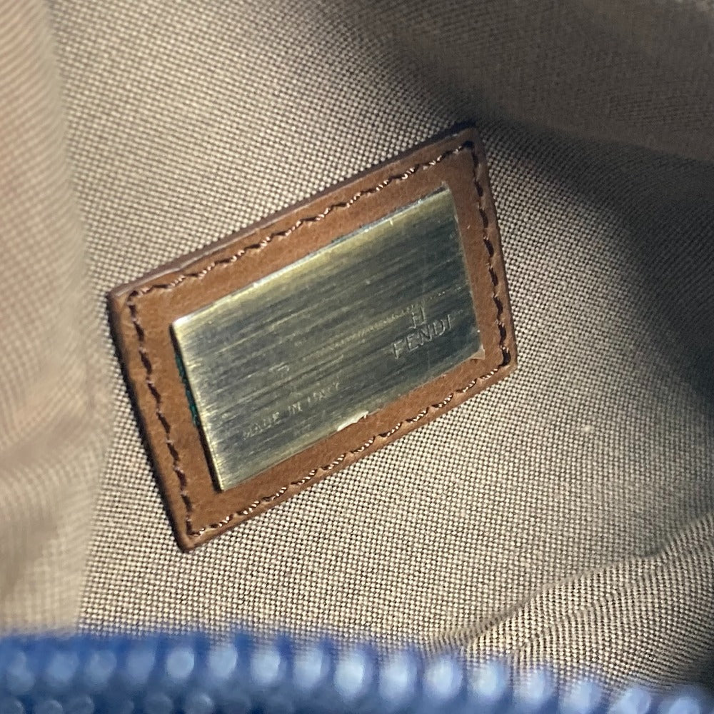 FENDI Sling bag Leather / canvas blue Denim Rainbow logo FF Women Used Authentic