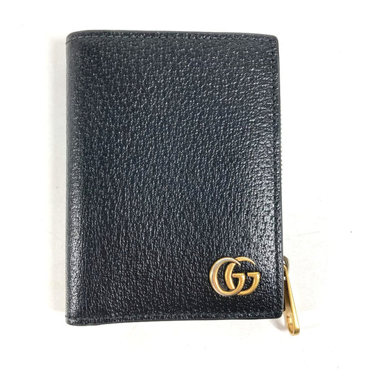 GUCCI Folded wallet 760223 leather black Double G Long Wallet Women Used Authentic