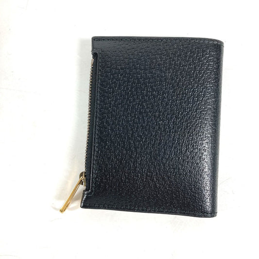 GUCCI Folded wallet 760223 leather black Double G Long Wallet Women Used Authentic