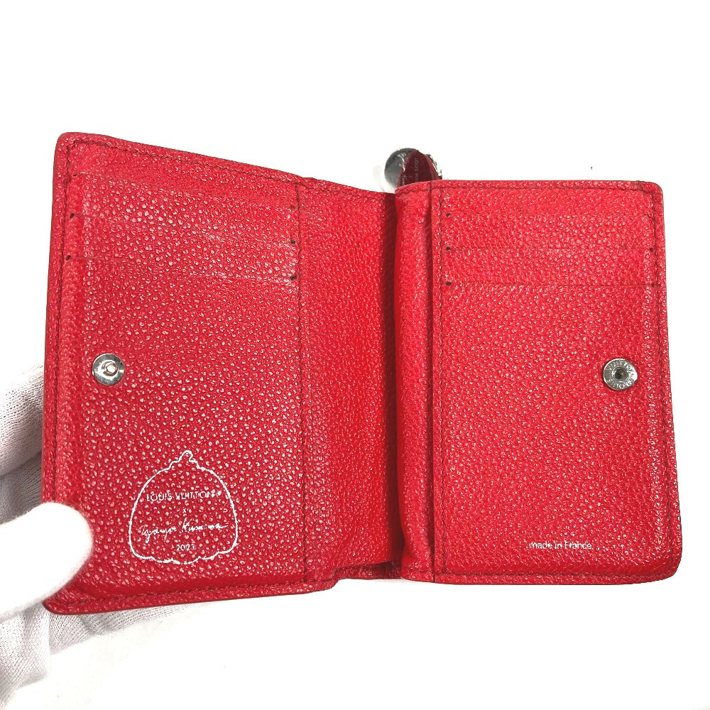 LOUIS VUITTON Folded wallet M82103 leather Red Kusama Yayoi Collaboration LVxYK Portefeuille Claire Women Used Authentic