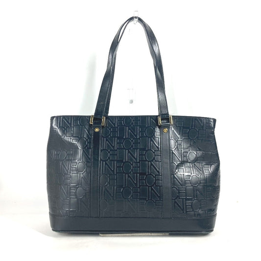 CELINE Shoulder Bag leather black Total logo Women Used Authentic