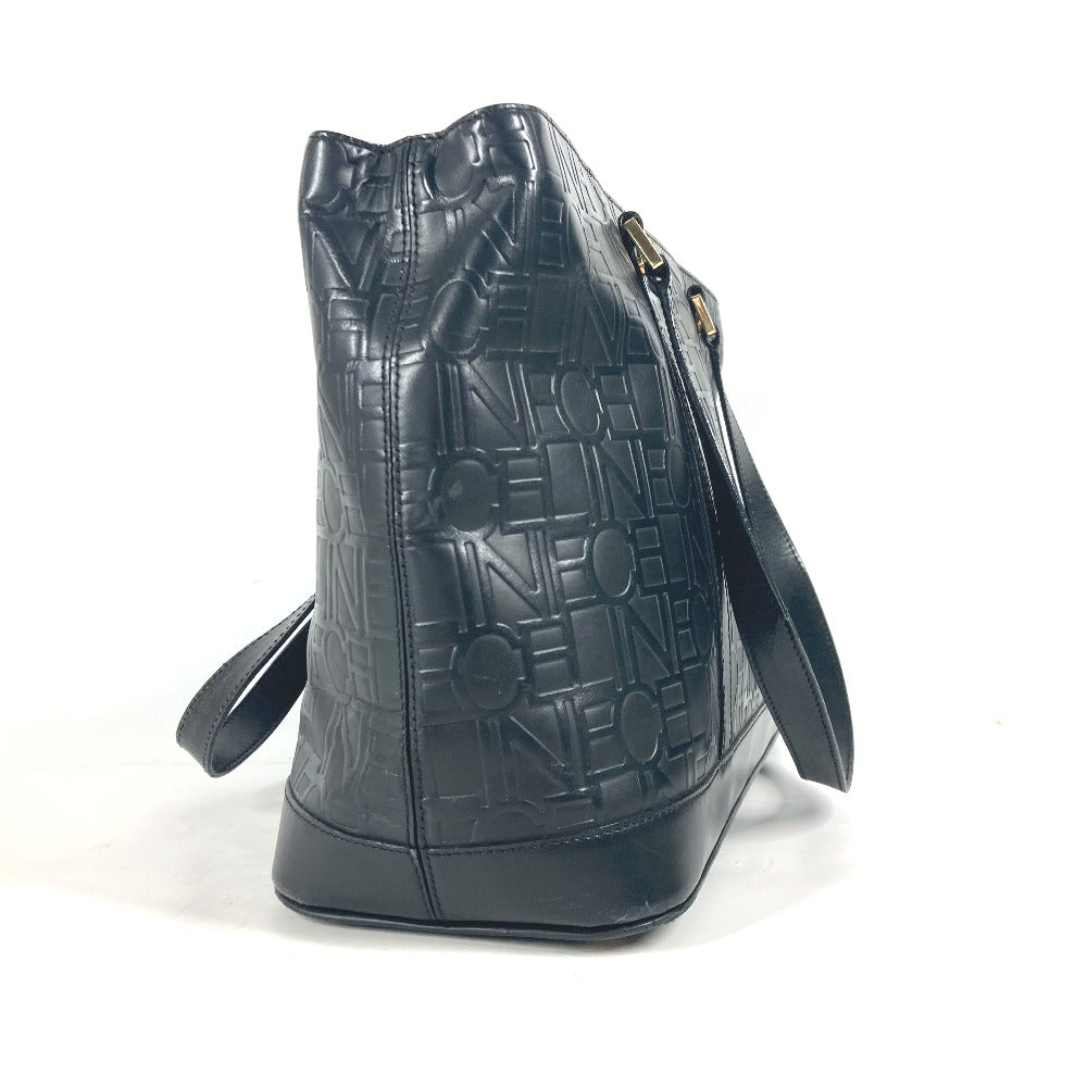 CELINE Shoulder Bag leather black Total logo Women Used Authentic