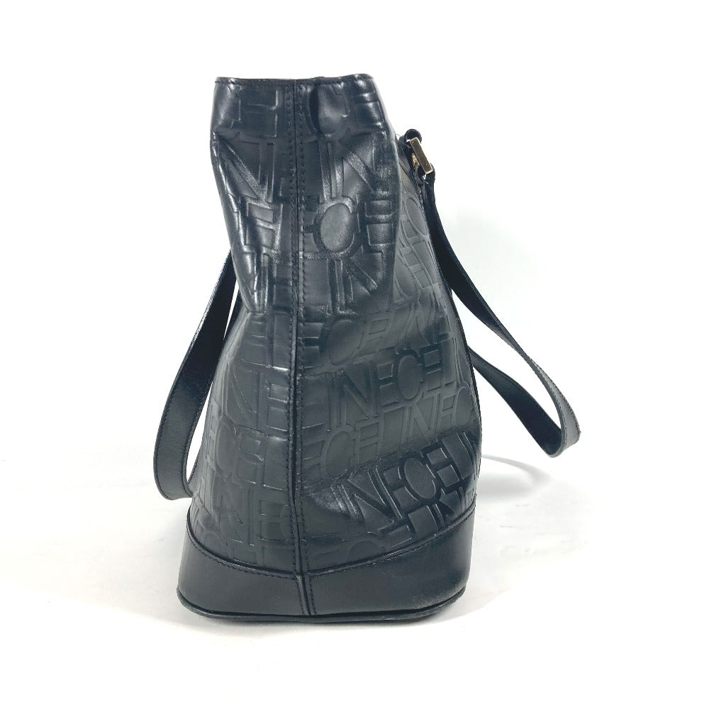 CELINE Shoulder Bag leather black Total logo Women Used Authentic
