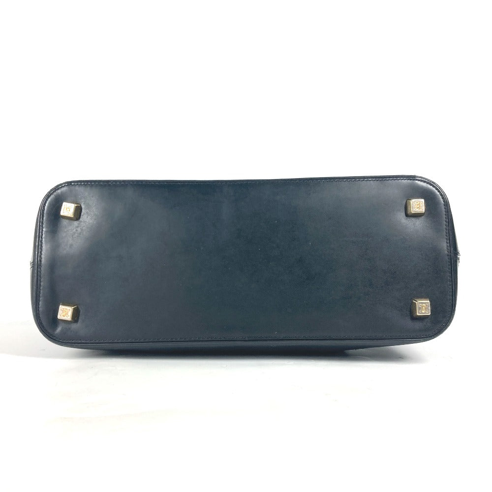 CELINE Shoulder Bag leather black Total logo Women Used Authentic
