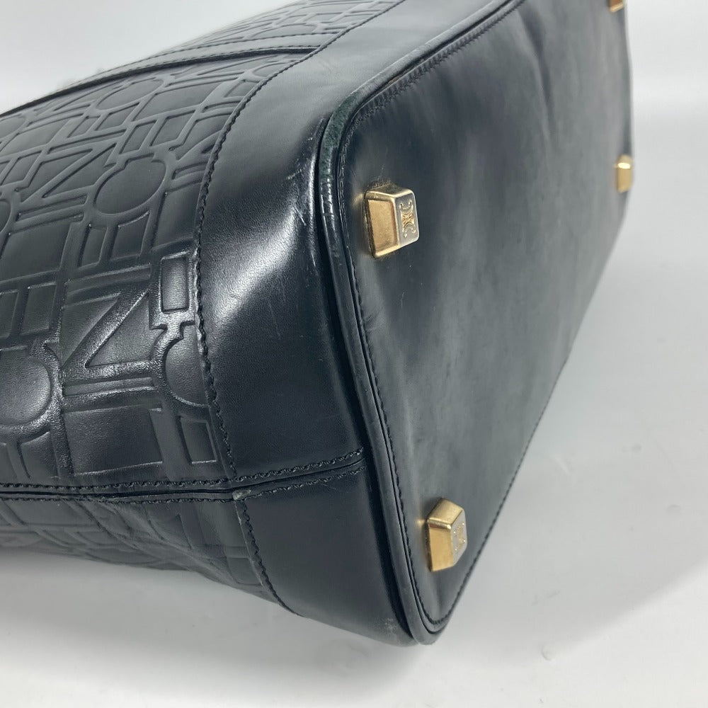 CELINE Shoulder Bag leather black Total logo Women Used Authentic